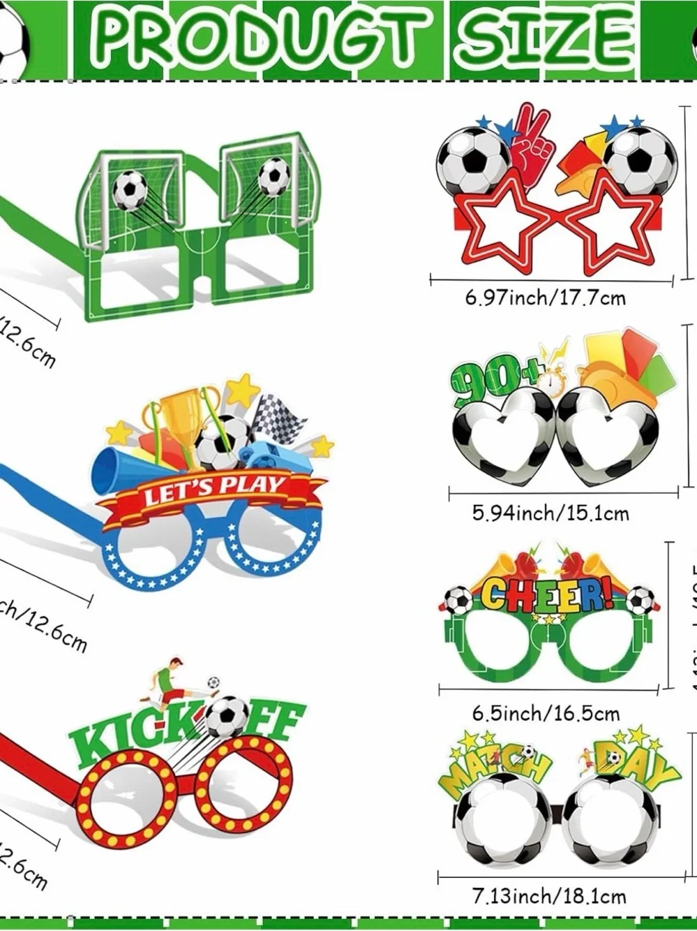 12 Pcs Soccer Party Glasses Paper Eyeglasses